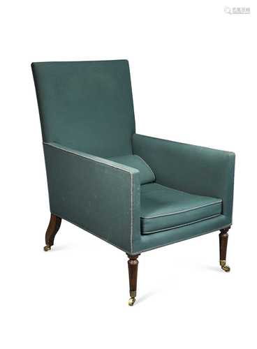 A Regency green baize library chair,