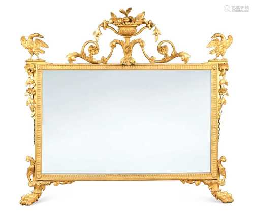 A George III carved giltwood and gesso overmantel mirror,