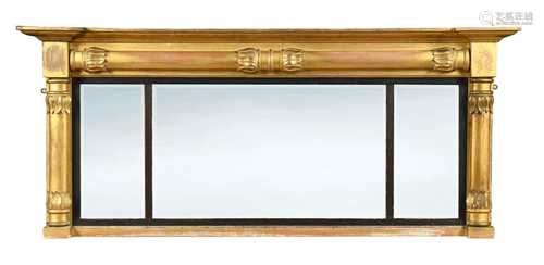 A Regency gilt overmantel mirror,