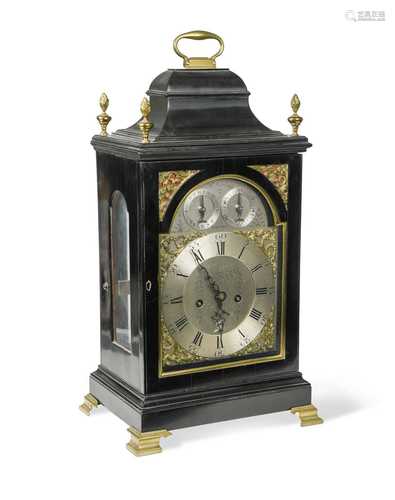 A George III ebonised bracket clock,