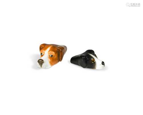 A Royal Worcester dog's head whistle,