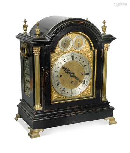 An ebonised mantel clock, 19th century,