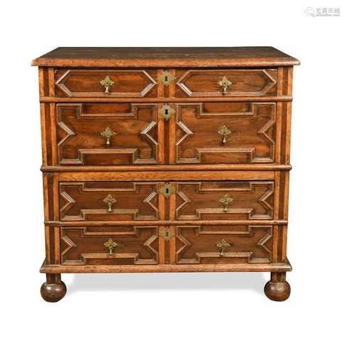 An oak and laburnum veneered chest of drawers, late 17th cen...