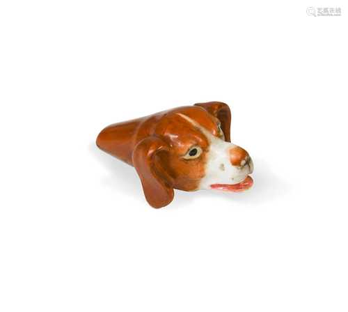 A Royal Worcester dog's head whistle,