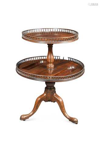 A George III style, mahogany two-tier what-not, 19th century...