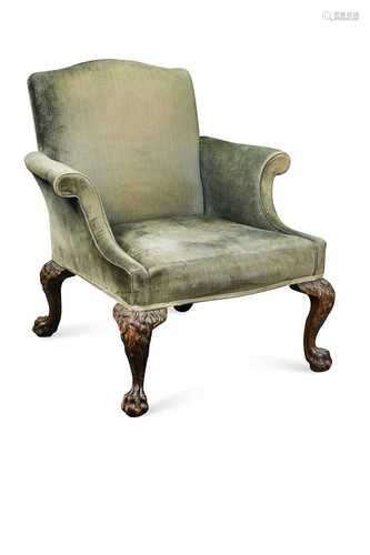 A George II style mahogany armchair, 19th century,