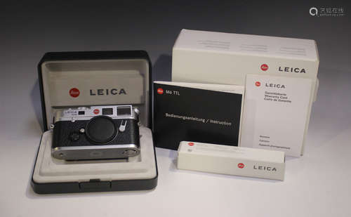 A Leica M6 TTL 0.58 camera body with silver chrome finish, N...