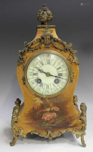 A late 19th century French vernis Martin cased mantel clock ...