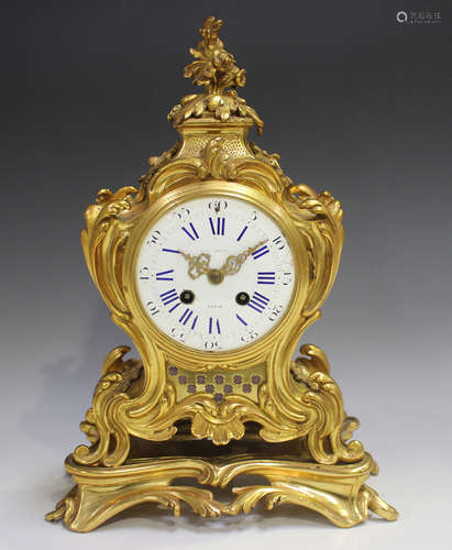 A 19th century French ormolu mantel clock with eight day mov...