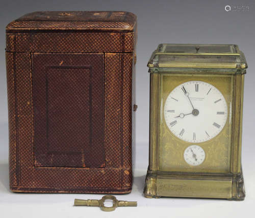 A late 19th century French brass gorge cased carriage alarm ...