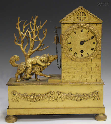 An early 19th century French ormolu mantel timepiece, the dr...