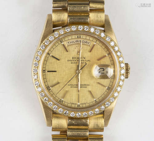 A Rolex Oyster Perpetual Day-Date 18ct gold cased gentleman'...