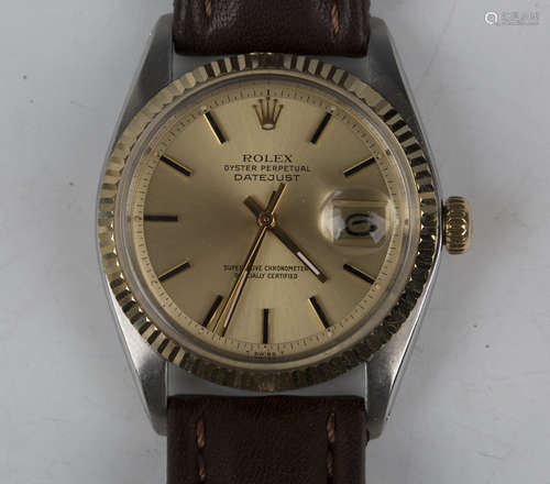 A Rolex Oyster Perpetual Datejust stainless steel cased gent...