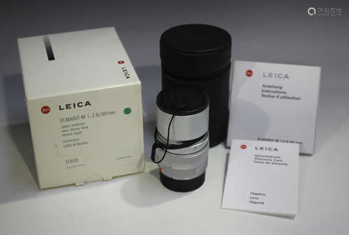 A Leica Elmarit-M 1:2.8/90 lens, No. 3805929, circa 1997, wi...