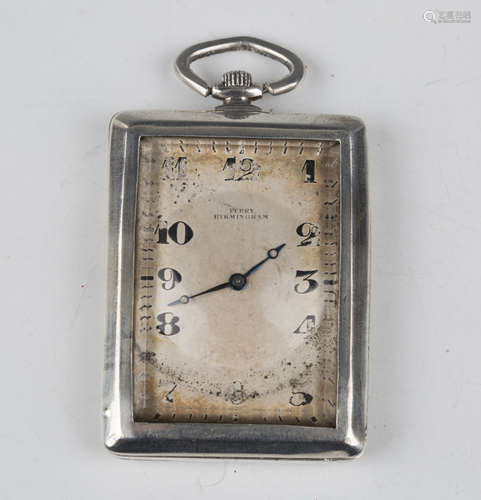 A Rolex silver rectangular cased keyless wind pocket watch w...