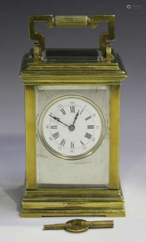 An early 20th century French brass cased carriage clock with...