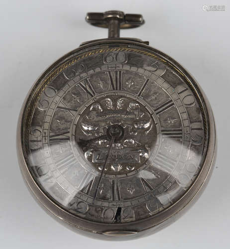 A silver keywind open-faced pocket watch, mid-18th century, ...