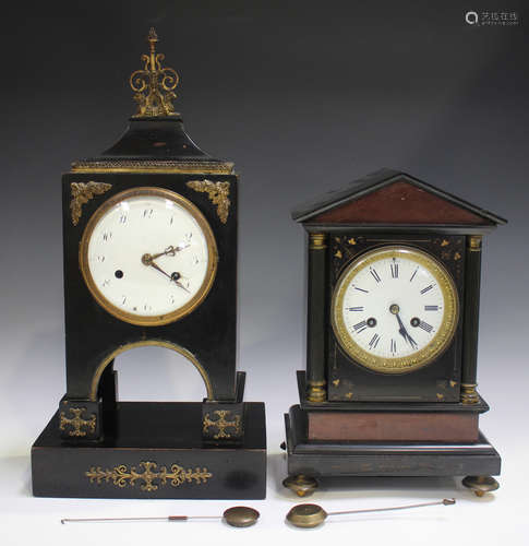 An early 19th century ebonized mantel timepiece, the eight d...