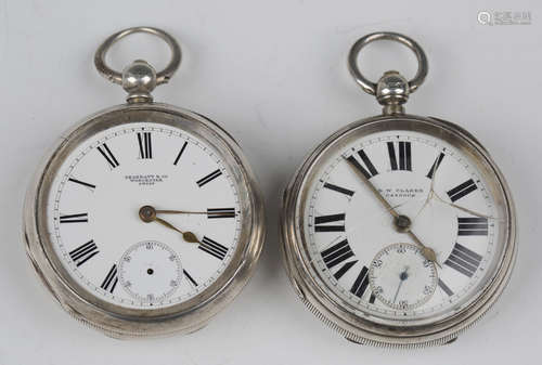 A late Victorian silver cased keywind open-faced gentleman's...