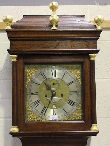 A George II oak longcase clock with eight day movement strik...