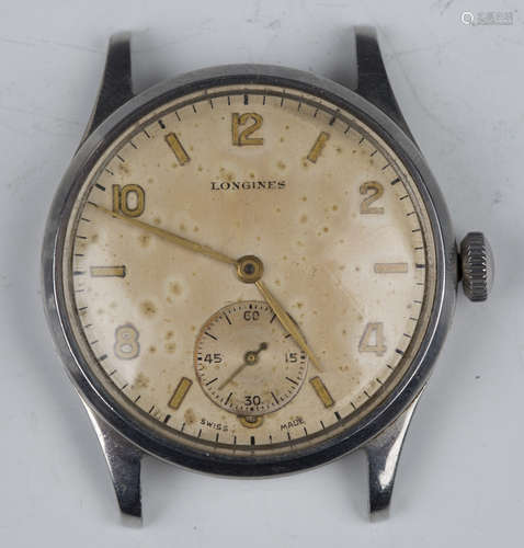 A Longines steel cased gentleman's wristwatch, circa 1940, t...