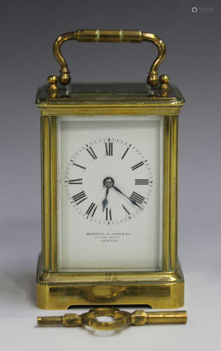 An early 20th century French brass cased diminutive carriage...