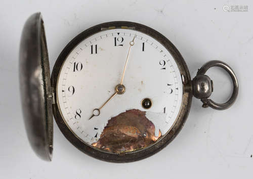 A George III silver hunting cased pocket watch, the gilt fus...