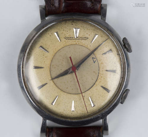 A Jaeger-LeCoultre Memovox alarm steel cased gentleman's wri...