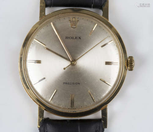 A Rolex Precision 18ct gold circular cased gentleman's wrist...