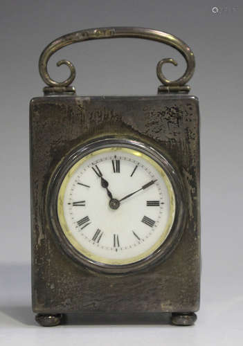 An Edwardian silver cased carriage timepiece, the movement w...