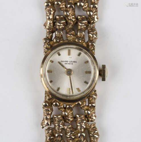 A Favre-Leuba 9ct gold lady's bracelet wristwatch, the signe...