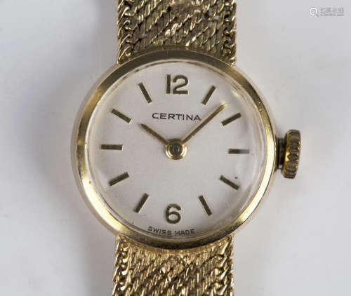 A Certina 9ct gold lady's bracelet wristwatch, the signed ci...