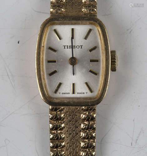 A Tissot 9ct gold lady's bracelet wristwatch, the signed cur...