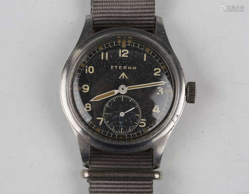 An Eterna MoD issue steel cased gentleman's wristwatch, the ...