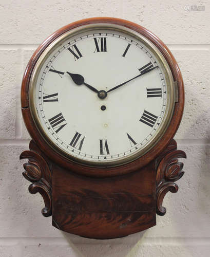 A Victorian figured mahogany drop dial wall timepiece with e...