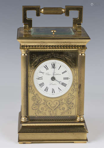 A late 20th century lacquered brass cased carriage clock wit...