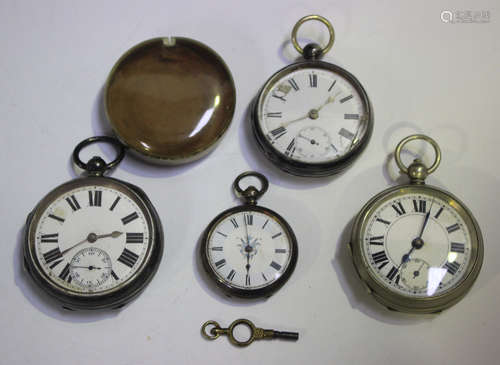 A silver keywind open-faced gentleman's pocket watch, the gi...