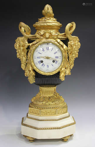 A late 19th century French ormolu, black patinated and white...