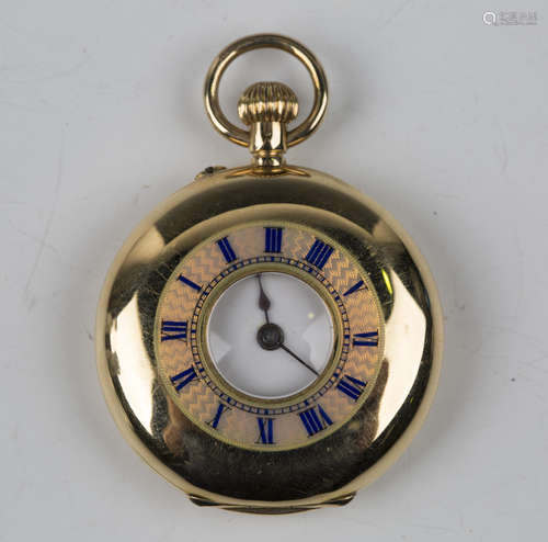 An 18ct gold lady's keyless wind half-hunting cased fob watc...