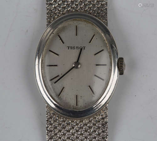 A Tissot silver cased lady's bracelet wristwatch with jewell...