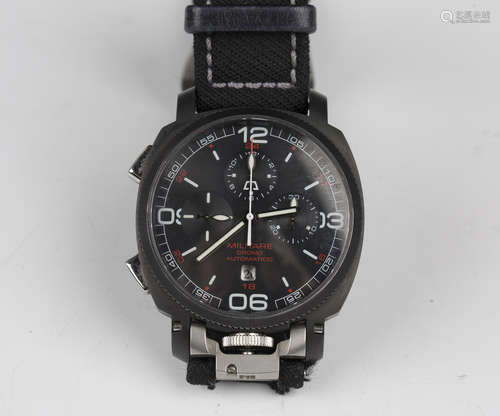 An Anonimo Militare Crono Automatico black enamelled stainle...