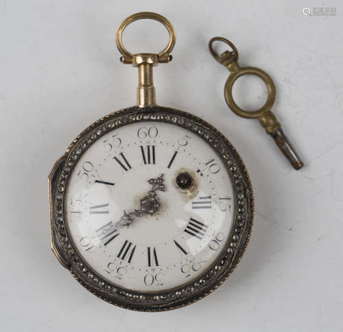 A French two colour gold, diamond and colourless gem set fob...