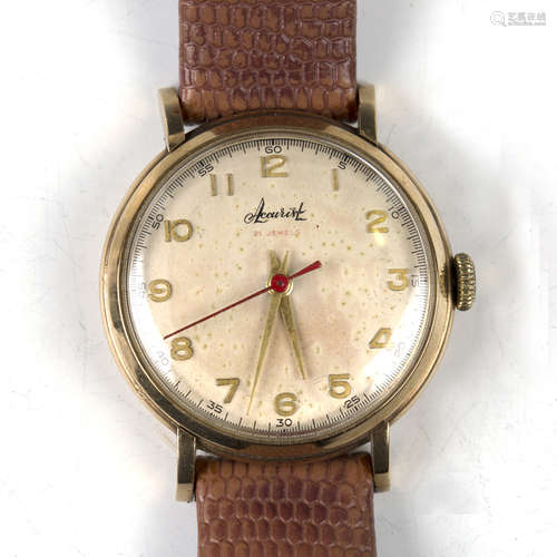 An Accurist 9ct gold circular cased gentleman's wristwatch w...