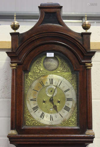 An 18th century oak longcase clock with eight day movement s...