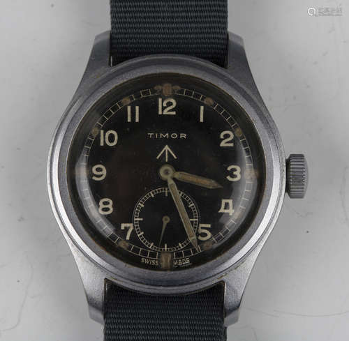 A Timor MoD issue steel cased gentleman's wristwatch, the si...