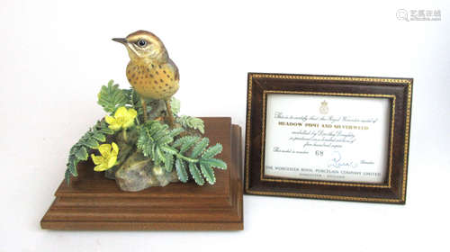 A limited edition Royal Worcester model of a Meadow Pipit an...