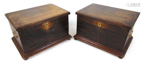 A pair of 18th century style oak boxes,