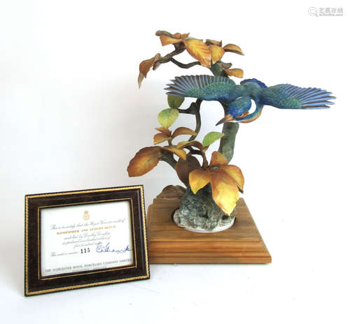 A limited edition Royal Worcester model of a Kingfisher and ...