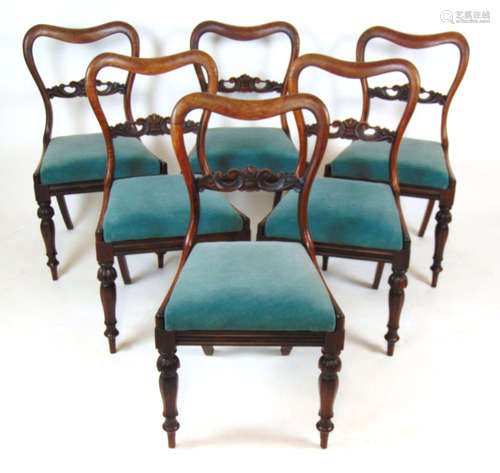 A set of six 19th century rosewood dining chairs,