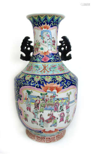 An early 20th century Chinese porcelain baluster vase,